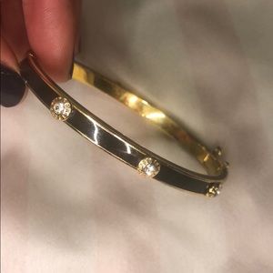 henri bendel black & gold rivet bangle bracelet